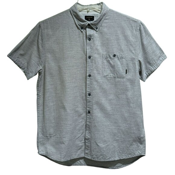 Quicksilver Mens Modern Fit Gray Short-Sleeve Button Down Shirt Sz L - Picture 1 of 5